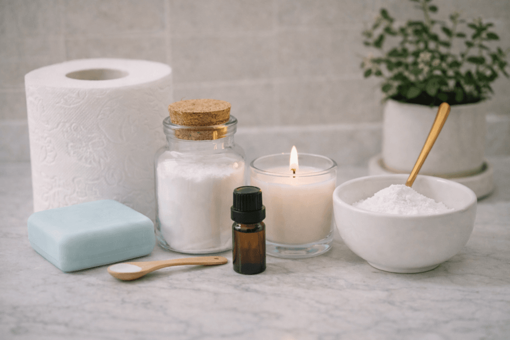 Truques caseiros para manter o banheiro perfumado com bicarbonato, vela e óleo essencial