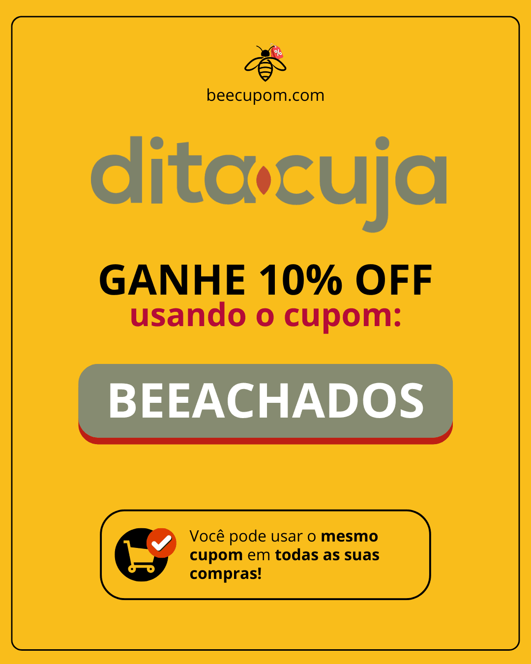 Cupom de desconto Dita Cuja 10% OFF usando o cupom BEEACHADOS para comprar bolsas, calçados e acessórios com desconto no BeeCupom.