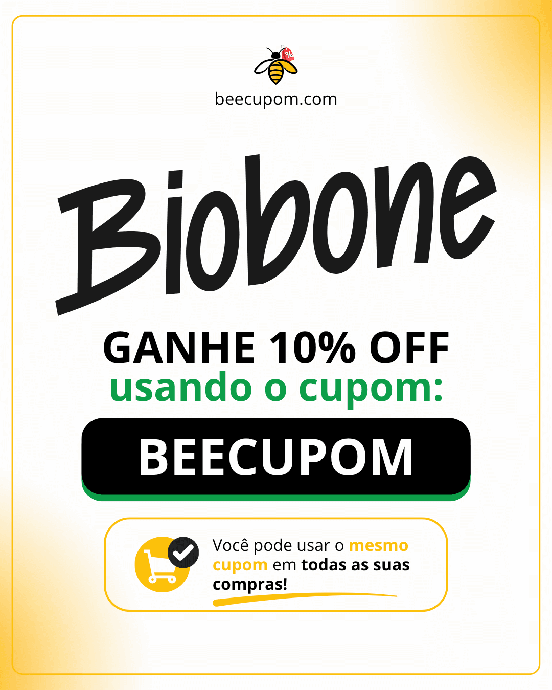 Cupom BioBone com 10% de desconto usando BEEACHADOS