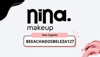 "Banner promocional com cupom de desconto para produtos de maquiagem da loja Nina Makeup."